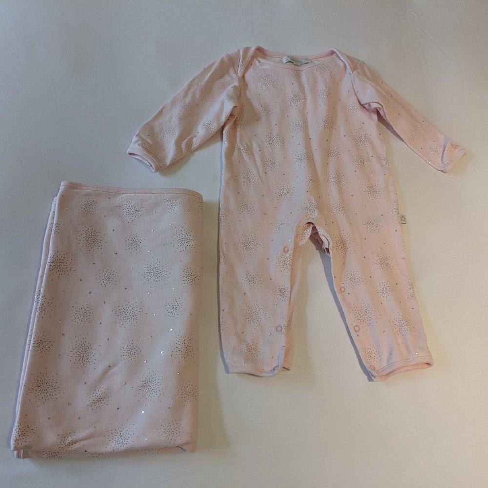 Albetta Premium Angel onesie, shoes, bib & blanket 6-12 months